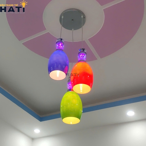 Đèn thả 3 màu hình trái bowling
