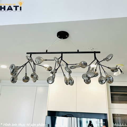 Đèn thả decor Hera 27 lá thân đen hình ngang