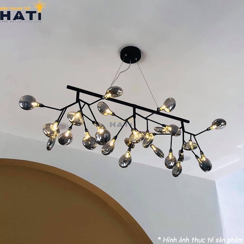 Đèn thả decor Hera 27 lá thân đen hình ngang