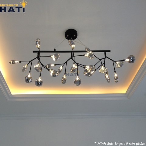 Đèn thả decor Hera 27 lá thân đen hình ngang