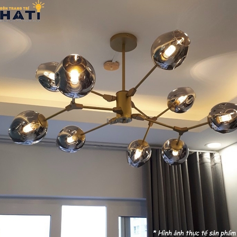 Đèn thả decor Nira 9 tay thân vàng