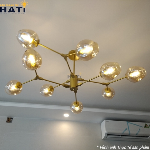 Đèn thả decor Nira 9 tay thân vàng