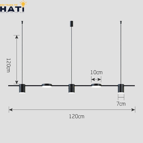 Đèn thả led Lise màu đen
