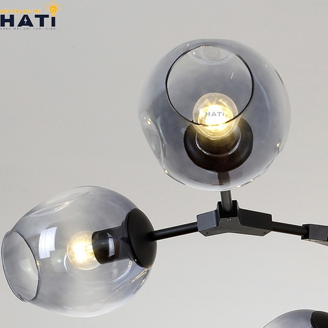 Đèn thả ngang Nira 6 tay thân đen