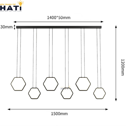 Đèn thả ngang TN47 màu đen