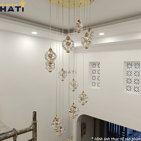 Đèn thả thông tầng cho villa, biệt thự