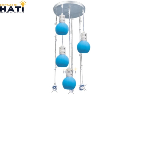 Đèn thả 4 chao thủy tinh xanh dương