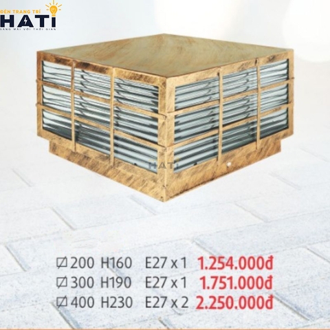 Đèn trụ cổng vuông Biva màu vàng