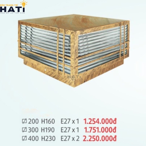 Đèn trụ cổng vuông Cataly màu vàng