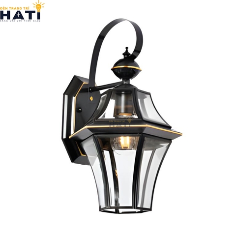 Đèn tường đồng ngoài trời Evander màu đen
