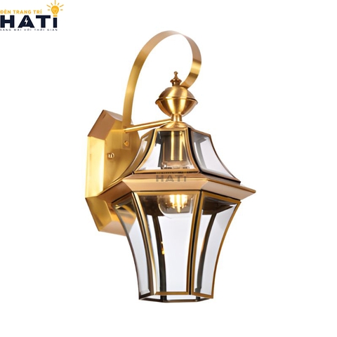 Đèn tường đồng ngoài trời Evander màu vàng