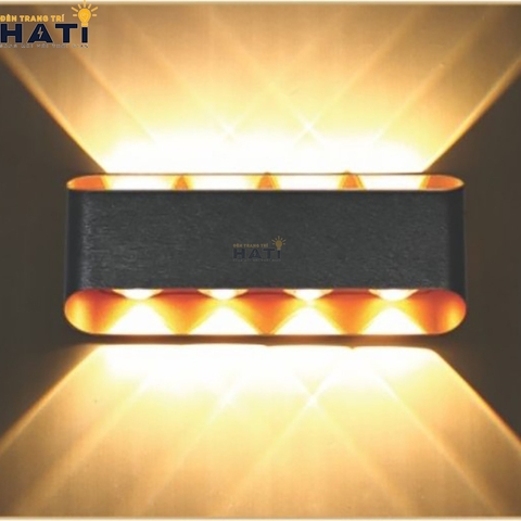 Đèn tường ngoài trời hiện đại Opan đen 8 tia