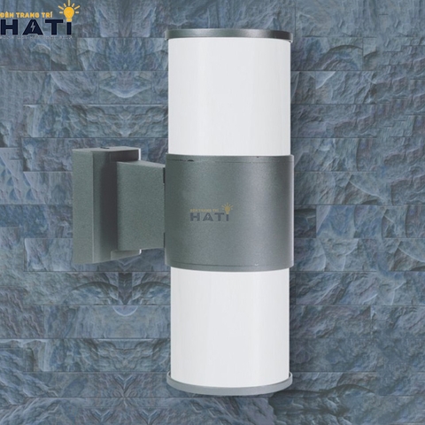 Đèn tường ống nhòm 2 đầu màu xám thân mica giữa
