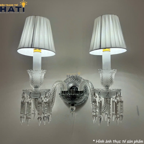 Đèn tường pha lê Zerina màu trắng 2 bóng