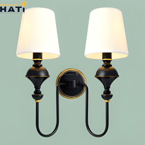 Đèn tường tân cổ điển Tenny màu đen 2 bóng