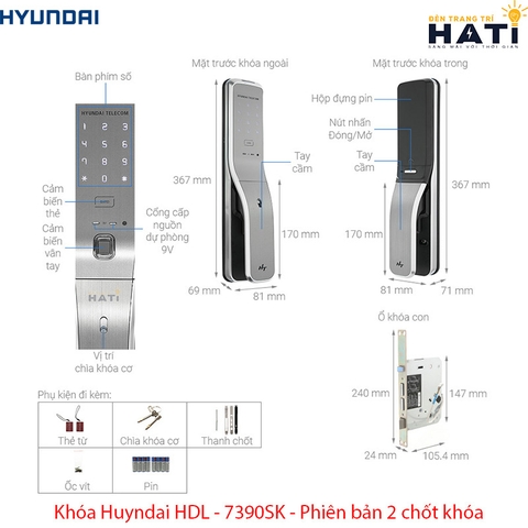 Khóa thông minh Hyundai HDL-7390SK mở khóa vân tay