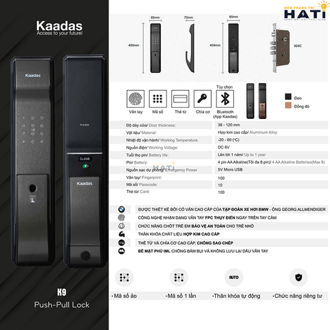 Khóa vân tay Kaadas K20F mở khóa khuôn mặt