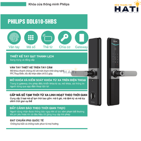 Khóa cửa thông minh Philips DDL610-5HBS