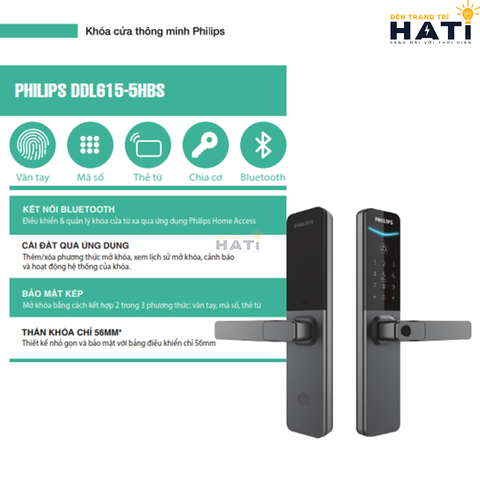 Khóa cửa thông minh Philips DDL615-5HBS