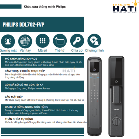 khóa cửa thông minh Philips DDL702-FVP