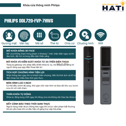Khóa cửa thông minh Philips DDL720-FVP-7HWS