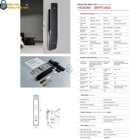 Tích hợp mở khóa bằng vân tay, mã số, thẻ từ và chìa cơ – tiện lợi và an toàn