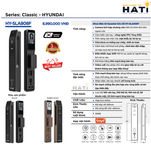 Khóa thông minh Hyundai Cửa Gỗ HY-SLA808F