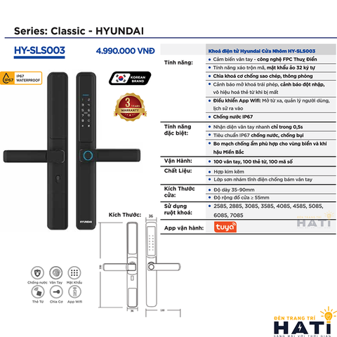 Khóa thông minh Hyundai Cửa Nhôm HY-SLS003