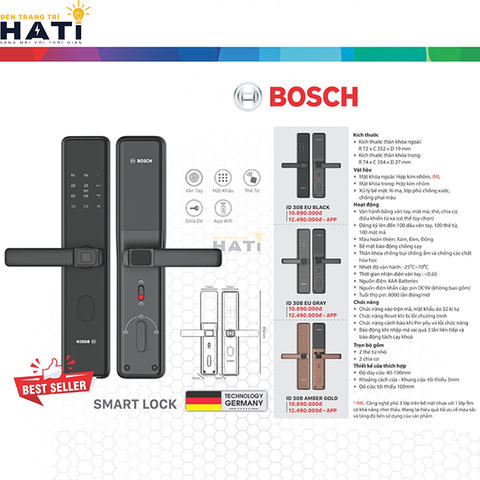 Khóa vân tay Bosch ID30 màu đen