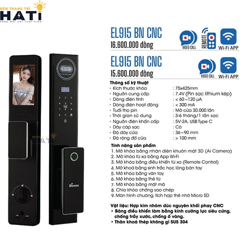 Khoá vân tay cửa gỗ Demax EL915 CNC