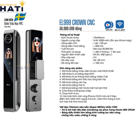 Khoá vân tay cửa gỗ Demax EL999