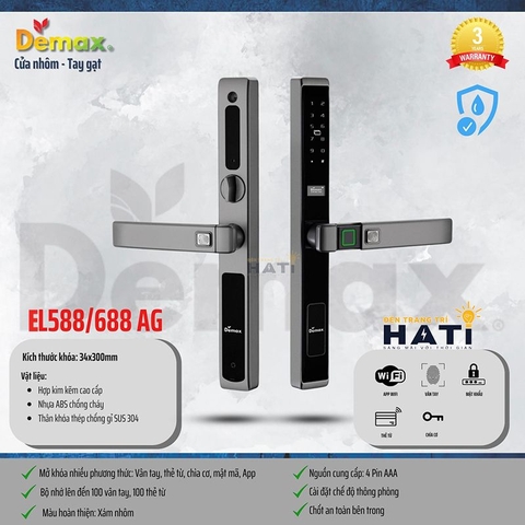 Khoá vân tay cửa nhôm Demax EL688AGSD