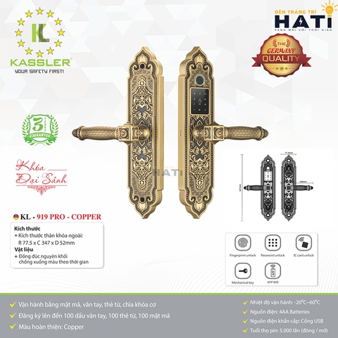 Khóa vân tay đại sảnh Kassler KL-919 PRO - COPPER