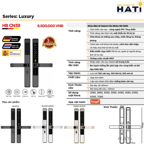 Khóa vân tay Hubert cửa nhôm CN39