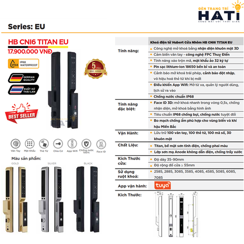 Khóa vân tay Hubert cửa nhôm CNI6 TITAN EU