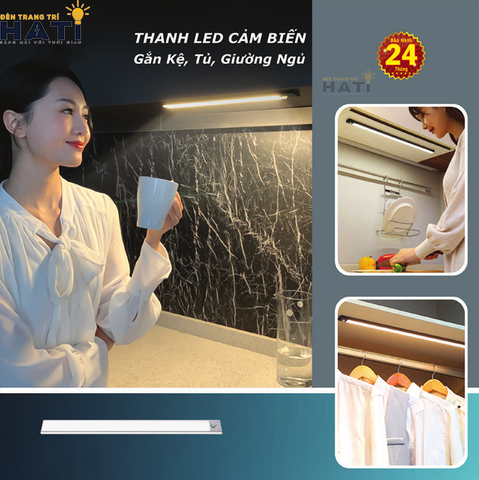 Led thanh cảm biến gắn kệ, tủ, giường