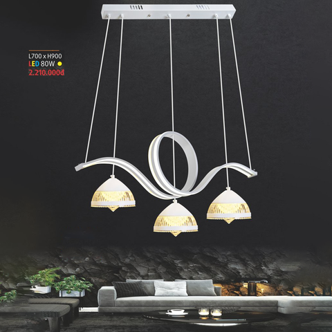 Đèn thả led xoắn, 3 chao