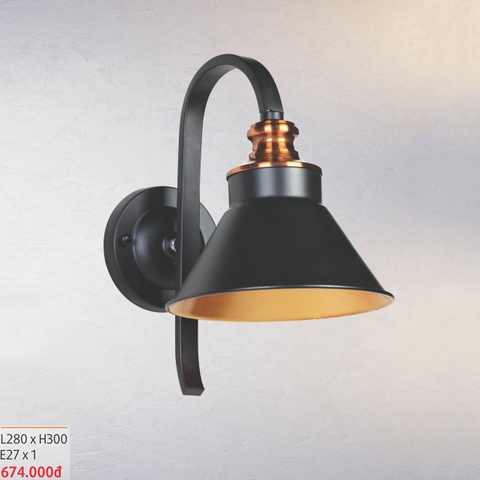 Đèn tường café chao chụp đen lòng vàng
