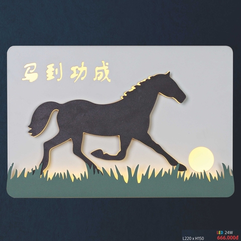 Đèn tường led họa tiết ngựa đen và mặt trăng