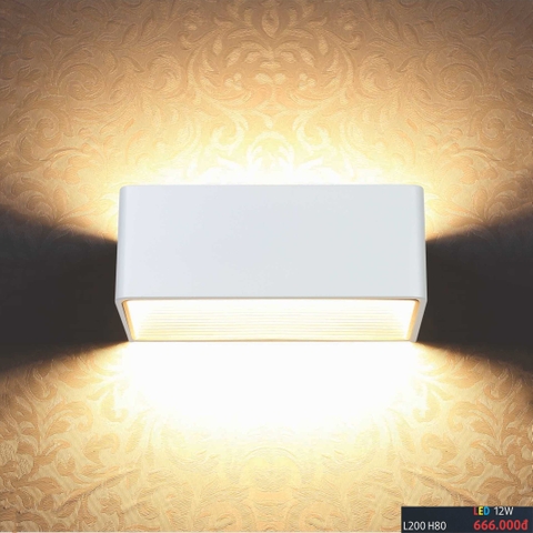 Đèn tường led chữ nhật hắt sáng 2 đầu
