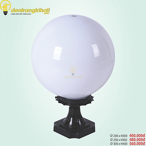 Đèn trụ cổng tròn trắng sữa - HTVT 407K