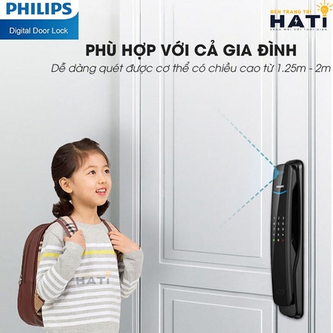 Khóa vân tay Philips DDL702-8HWS mở khóa gương mặt