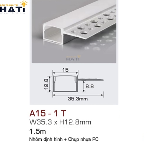 Thanh nhôm led âm viền Anfaco A15