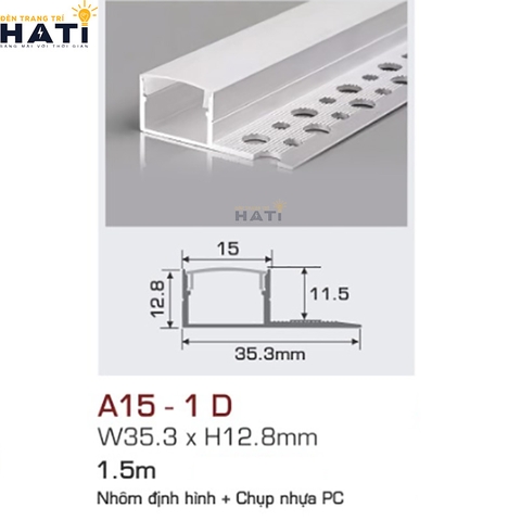 Thanh nhôm led âm viền Anfaco A15
