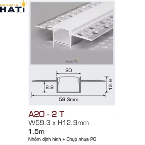 Thanh nhôm led âm viền Anfaco A20