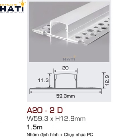 Thanh nhôm led âm viền Anfaco A20