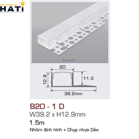 Thanh nhôm led âm viền Anfaco B20