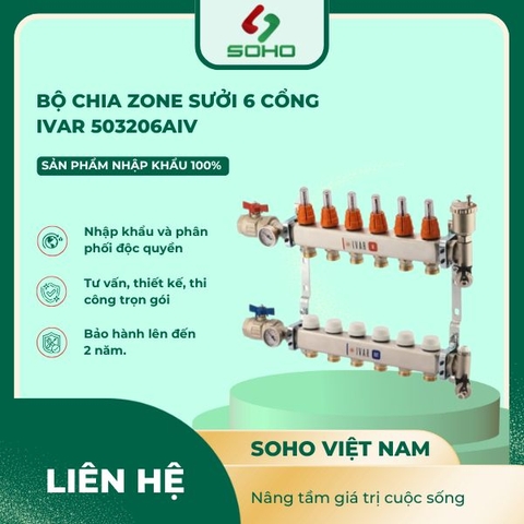Bộ Chia Zone Sưởi 6 cổng Ivar 503206AIV