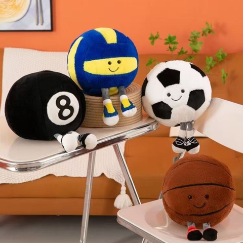 Bóng Nhồi Bông Jellycat 30cm, Jellycat Bóng Đá, Bóng Rổ, Bi-a, Bóng Chuyền Nhồi Bông