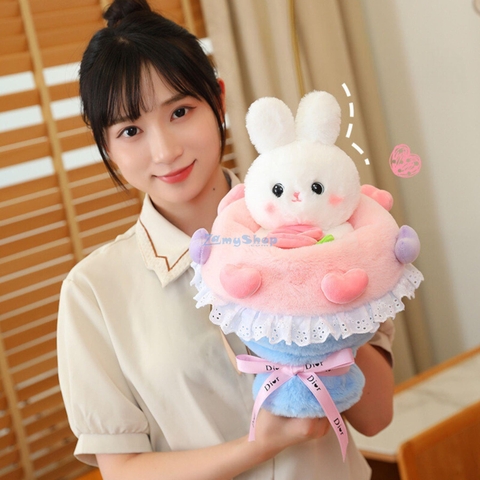 Bó Hoa Thỏ Bông 2in1